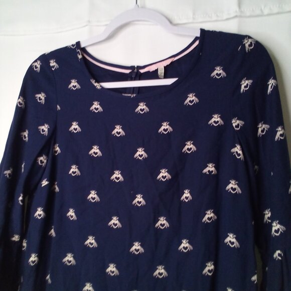 Joules Dress Women 2 Half Bell Sleeve Gardenia Bees With Heart Blue White - Picture 8 of 16